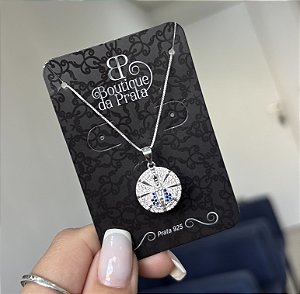 Colar de Prata Cravejado Nossa Senhora Aparecida