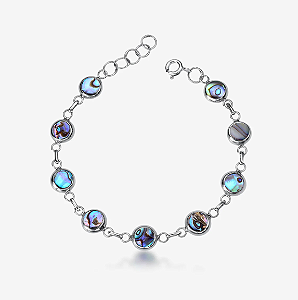 Pulseira de Prata Pedra Abalone
