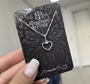 Colar de Prata Coração Vazado Liso