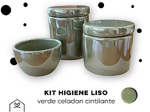 Kit Higiene 3 peças LISO - Verde Celadon Cintilante