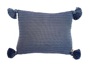 Almofada em Tricot - 30x40cm c/ franjas - LR2022 / Tirreno