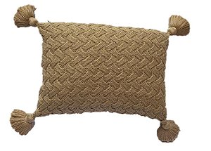 Almofada em Tricot - 30x40cm c/ franjas -  LR1918 / Sisal