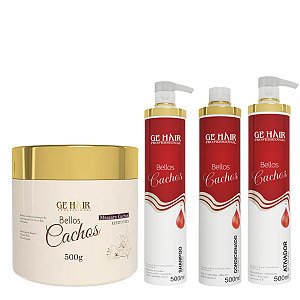 KIT BELLOS CACHOS 2 1 Shampoo Condicionador + 1 Ativador + 1 Mascara de  hidratação 500g