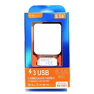 CARREGADOR 3 USB RÁPIDO INOVA 5.1A