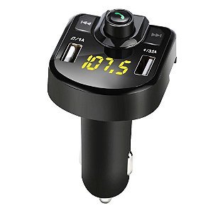 CARREGADOR AUTOMÓVEL BLUETOOTH USB DUPLO TRANSMISSOR FM
