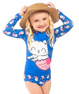 Conjunto Infantil Camiseta UV e Calcinha Menina Sereia