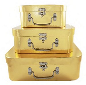 KIT MALETAS 3 PEÇAS - DOURADO