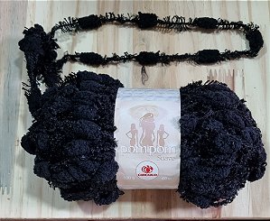 LÃ POMPOM SUAVE - COR PRETO