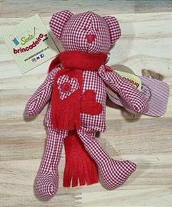 URSINHO XADREZ VERMELHO - 20cm