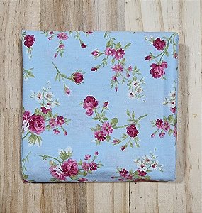 TECIDO AZUL FLORAL MÉDIO PINK