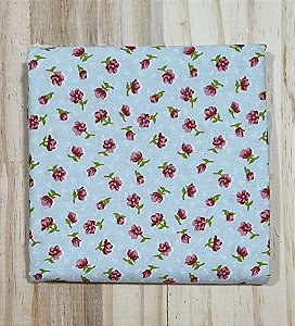 TECIDO AZUL MINI FLORES