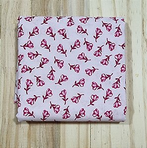 TECIDO FLORAL ROSA MULTI FLORES