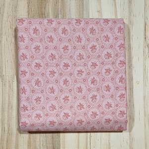 TECIDO ESTAMPA ALGODÃO  ROSA CHÁ