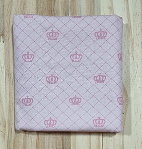 TECIDO ESTAMPA COROA ROSA