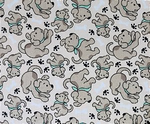 TECIDO TRICOLINE CACHORRO FUNDO SALMÃO - 50CM