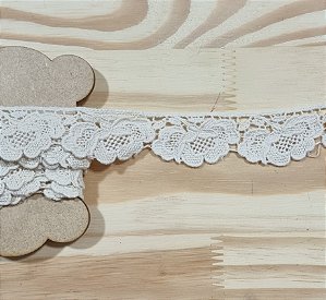 RENDA DE ALGODÃO COR CRU FLOR  - 3 METROS