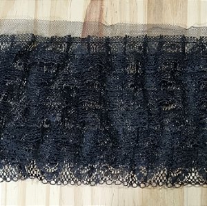 RENDA 7 BABADOS - PRETO - 1 metro