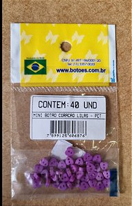 MINI BOTÃO  CORAÇÃO LILÁS - 40 UNIDADES