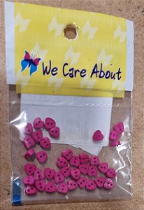 MINI BOTÃO  CORAÇÃO  PINK  - 40 UNIDADES