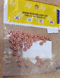 MNI BOTÃO CORAÇÃO CARAMELO  - 40 UNIDADES
