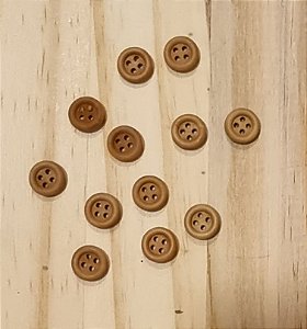 BOTÃO  MADEIRA 4 FUROS  1,2cm - 12 unidades