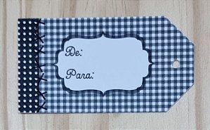 TAG XADREZ/POÁ PRETO E BRANCO DE PAPEL COUCHE - 10 UNIDADES