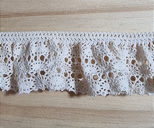RENDA BABADO DE ALGODÃO - COR CRU