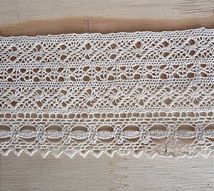 RENDA DE ALGODÃO  "TRABALHADA" - COR CRU