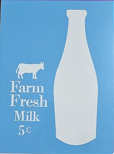 STENCIL GARRAFA DE LEITE FARM FRESH MILK