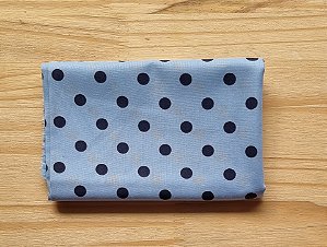 TECIDO POÁ MÉDIO  FUNDO AZUL BOLAS MARINHO