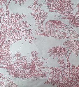 TECIDO TRICOLINE TOULE DE JOUY -  ROSÊ