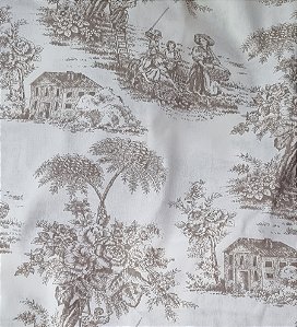 TECIDO TRICOLINE TOULE DE JOUY -  MARRON