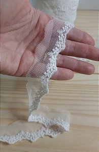 RENDA DE TULE BORDADA  CATARINA - OFF WHITE