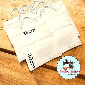 Kit Sacola Ecobag 25x30 cm com Alça Trançada