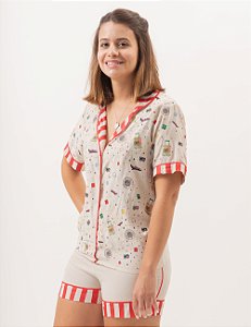 Pijama Americano Curto  - Estampa Boarding