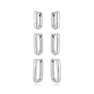 Argola Retangular Trio