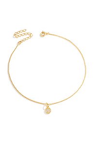 Tornozeleira Pingente Redondo Cravejado