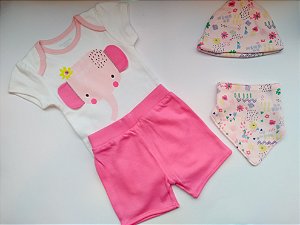 Conjunto body e short rosa