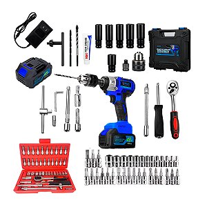 Kit Chave de Impacto 48V + Jogo Soquete 46 Peças Modelo EXB-KIT002