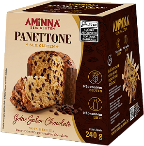 Panettone Com Gotas de Chocolate Sem Glúten Aminna, 240g - ID: 220