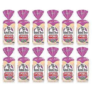 Kit com 12 Pães Aminna sem Glúten, sem Açúcar, Batata Doce, 400g - ID: 154