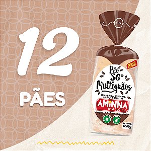 Kit com 12 Pães Aminna sem Glúten Multigrãos, 450g - ID: 174