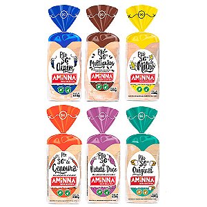 Kit Degustação com 6 Pães sem Glúten Aminna Sabores Diversos