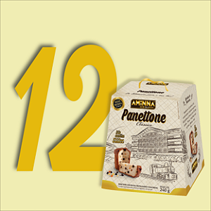 COMBO 12 Panettones Clássicos, com Uvas Passas e Frutas Cristalizadas, Sem Glúten Aminna, 240g - ID: 176