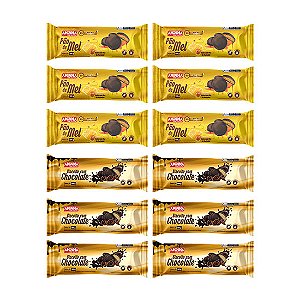 Kit com 6 Biscoitos Pão de Mel + 6 Biscoitos com Cobertura de Chocolate SG® Sem Glúten Aminna, 100g