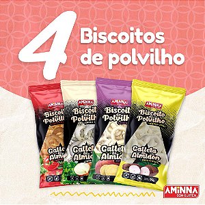 Kit Degustação 4 Biscoitos de Polvilho SG® Sem Glúten Aminna, 90g