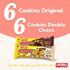 Kit com 6 Cookies Original + 6 Cookies Doublechoco SG® Sem Glúten Aminna, 100g