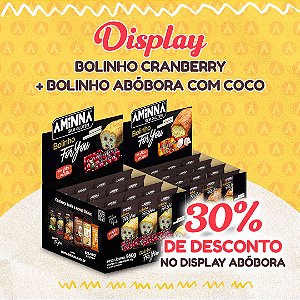 DISPLAY Bolinho  For You Cramberry + Bolinho For You  Abóbora com Coco Sem Glúten, Aminna