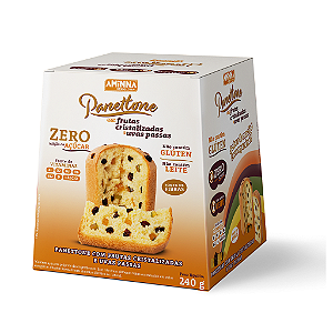 Panettone Sem Glúten e Sem Açúcar de Uvas Passas e Frutas Cristalizadas Aminna 240g ID 255