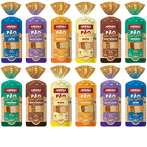 Kit Degustação com 12 Pães sem Glúten Aminna Sabores Diversos